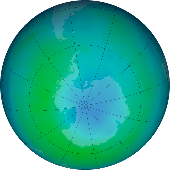 Antarctic ozone map for April 2013